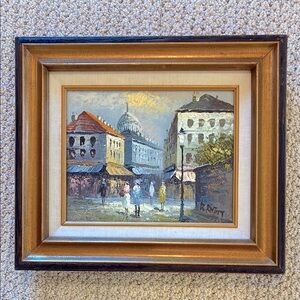 Framed Vintage Paris Street Painting Caroline Burnett